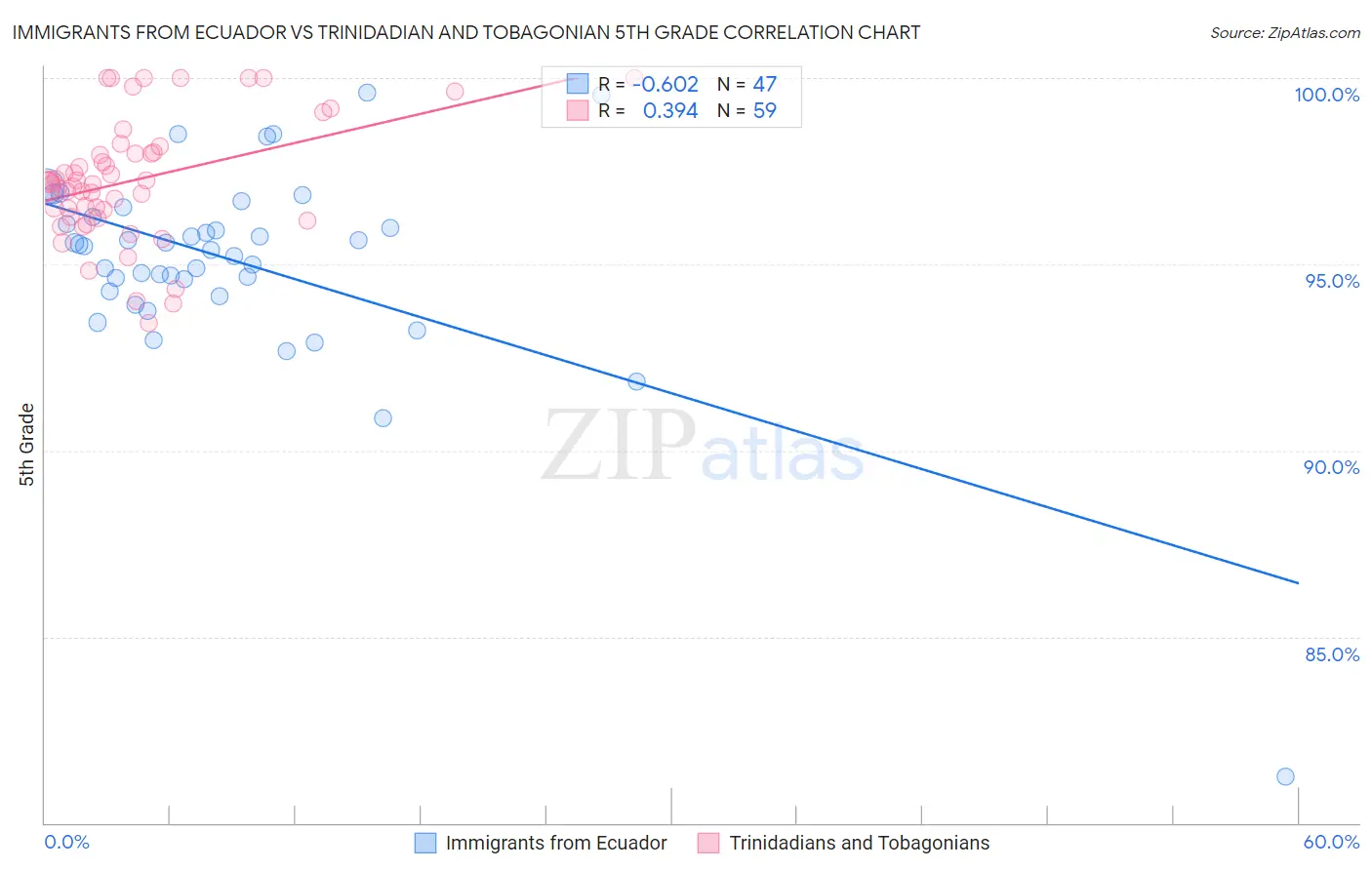 Immigrants from Ecuador vs Trinidadian and Tobagonian 5th Grade