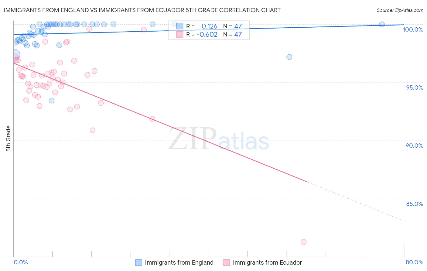 Immigrants from England vs Immigrants from Ecuador 5th Grade