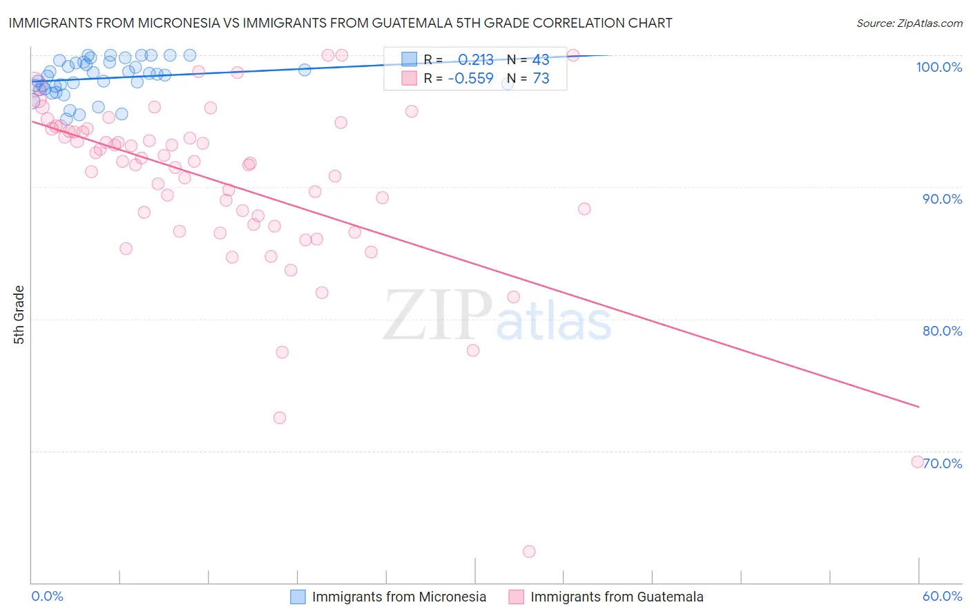 Immigrants from Micronesia vs Immigrants from Guatemala 5th Grade