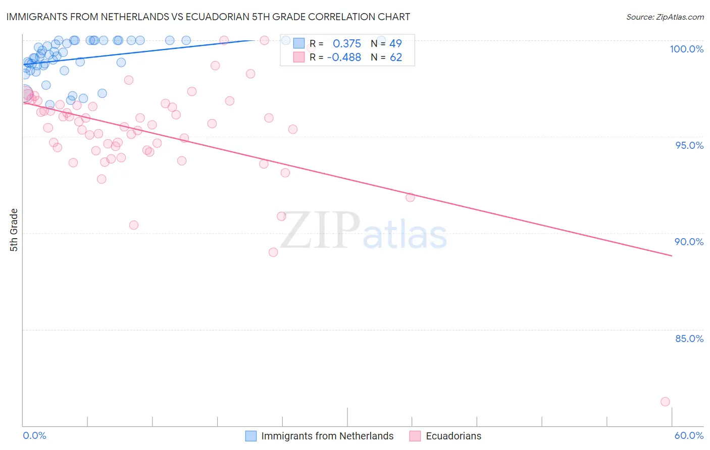Immigrants from Netherlands vs Ecuadorian 5th Grade