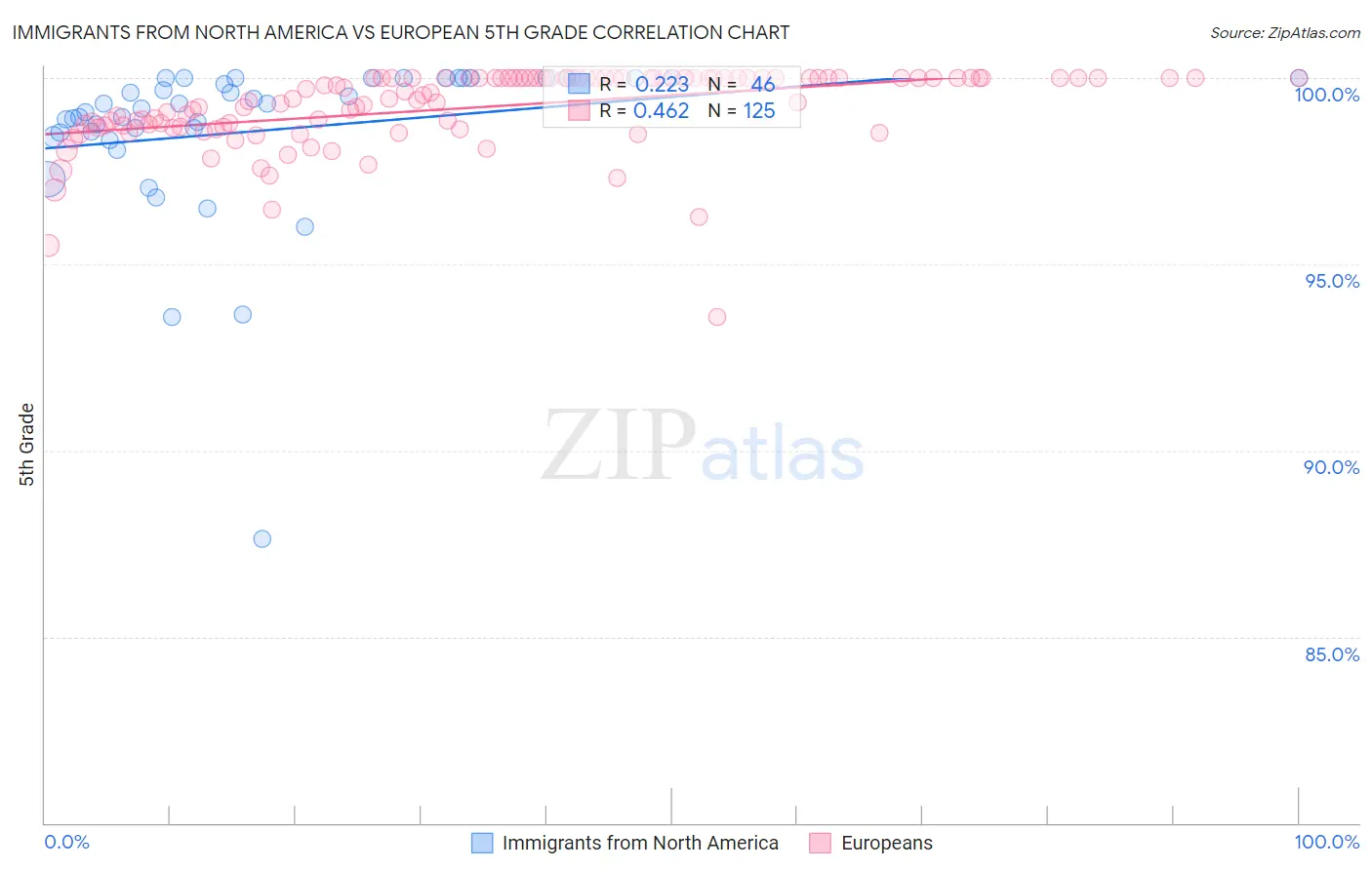 Immigrants from North America vs European 5th Grade
