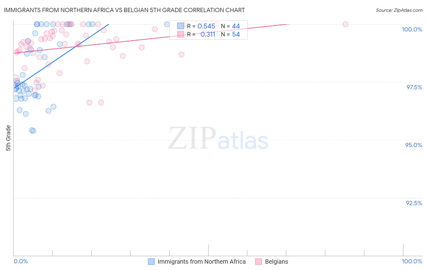 Immigrants from Northern Africa vs Belgian 5th Grade