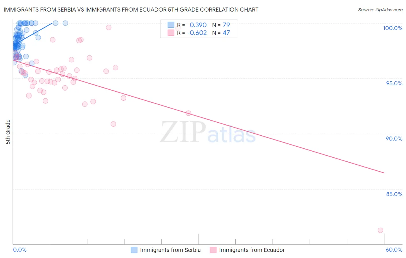 Immigrants from Serbia vs Immigrants from Ecuador 5th Grade