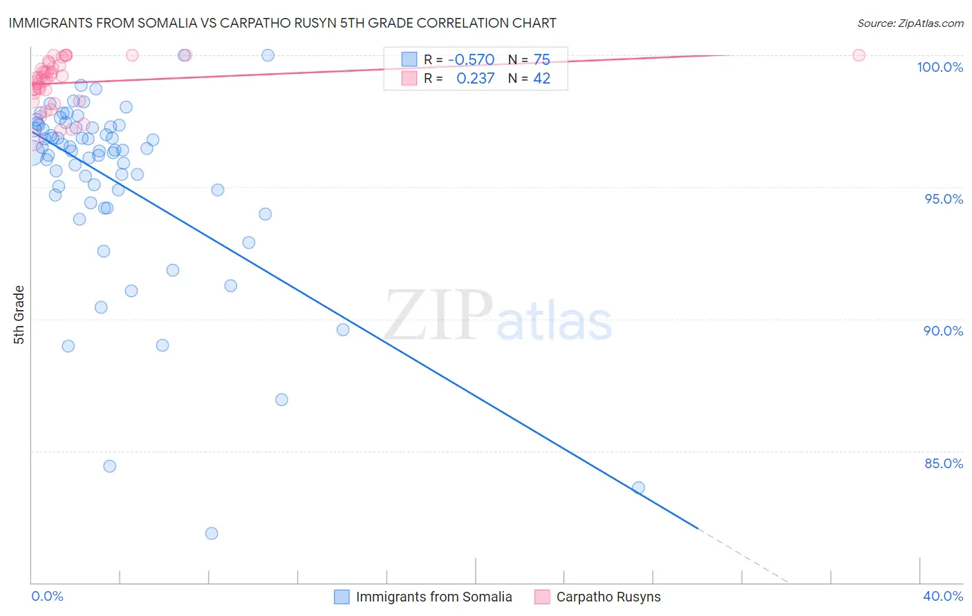 Immigrants from Somalia vs Carpatho Rusyn 5th Grade