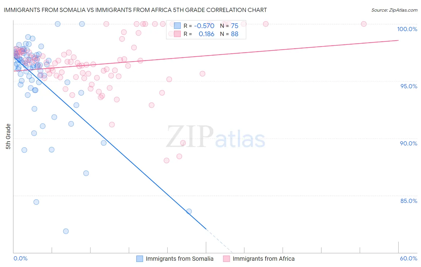 Immigrants from Somalia vs Immigrants from Africa 5th Grade