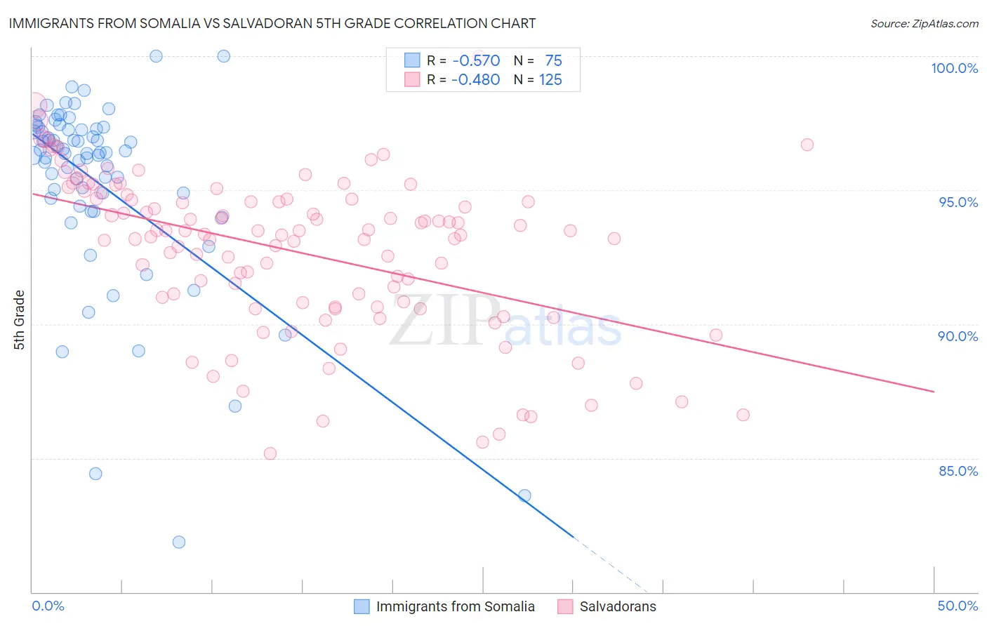 Immigrants from Somalia vs Salvadoran 5th Grade