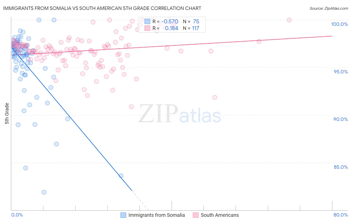 Immigrants from Somalia vs South American 5th Grade