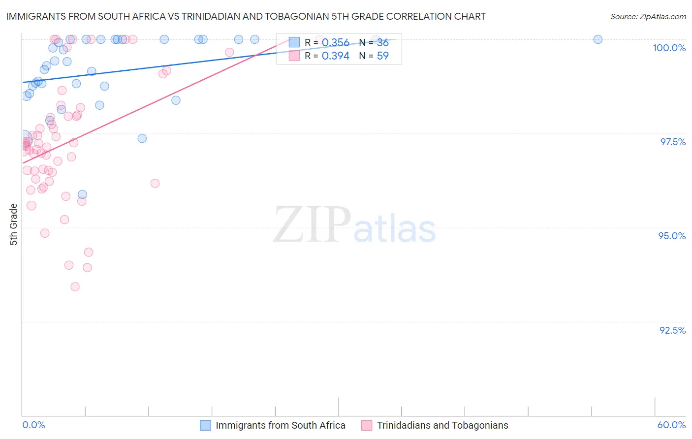 Immigrants from South Africa vs Trinidadian and Tobagonian 5th Grade
