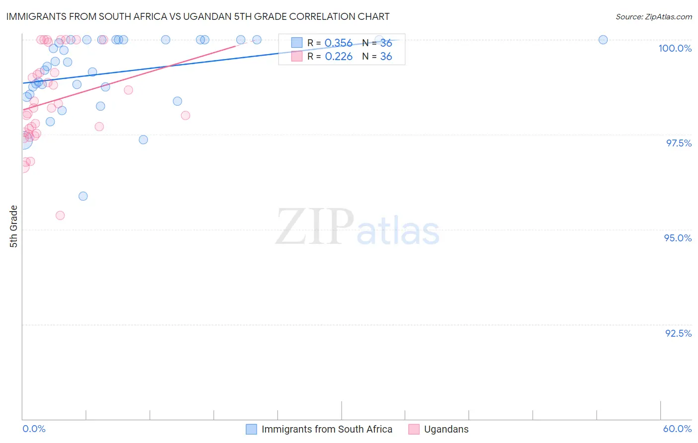 Immigrants from South Africa vs Ugandan 5th Grade