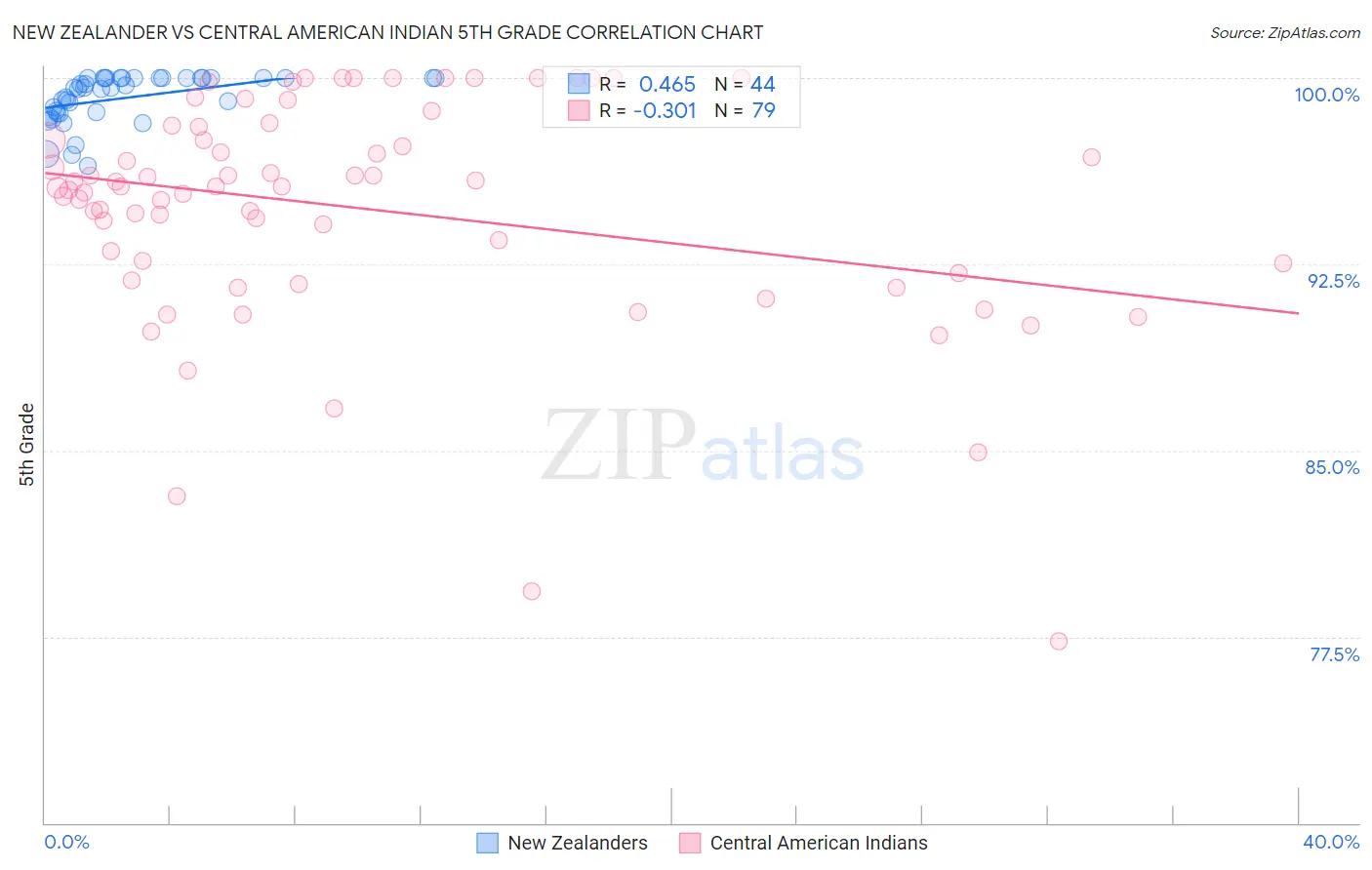New Zealander vs Central American Indian 5th Grade