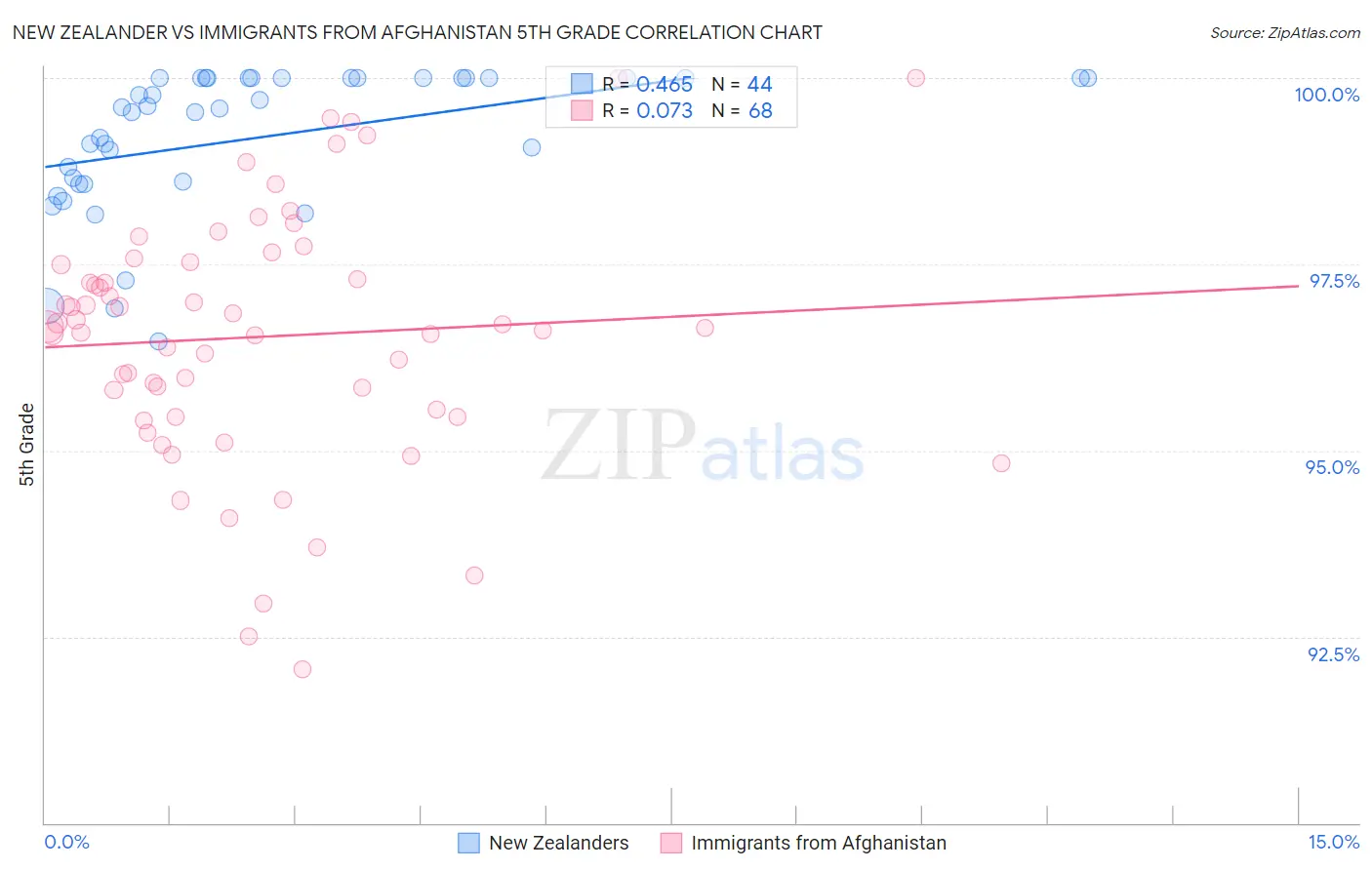 New Zealander vs Immigrants from Afghanistan 5th Grade