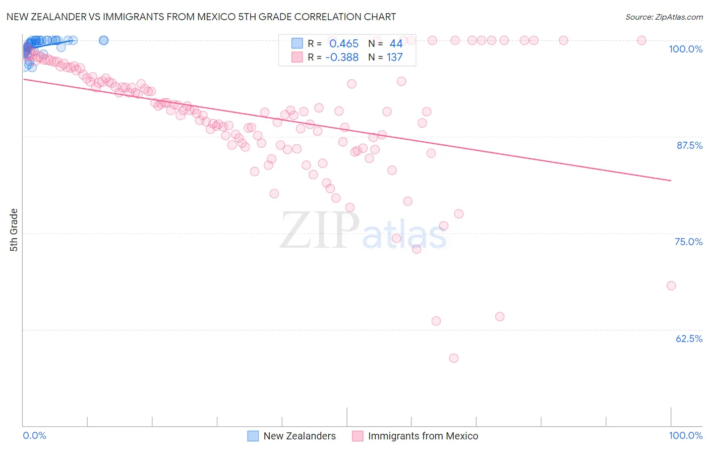 New Zealander vs Immigrants from Mexico 5th Grade