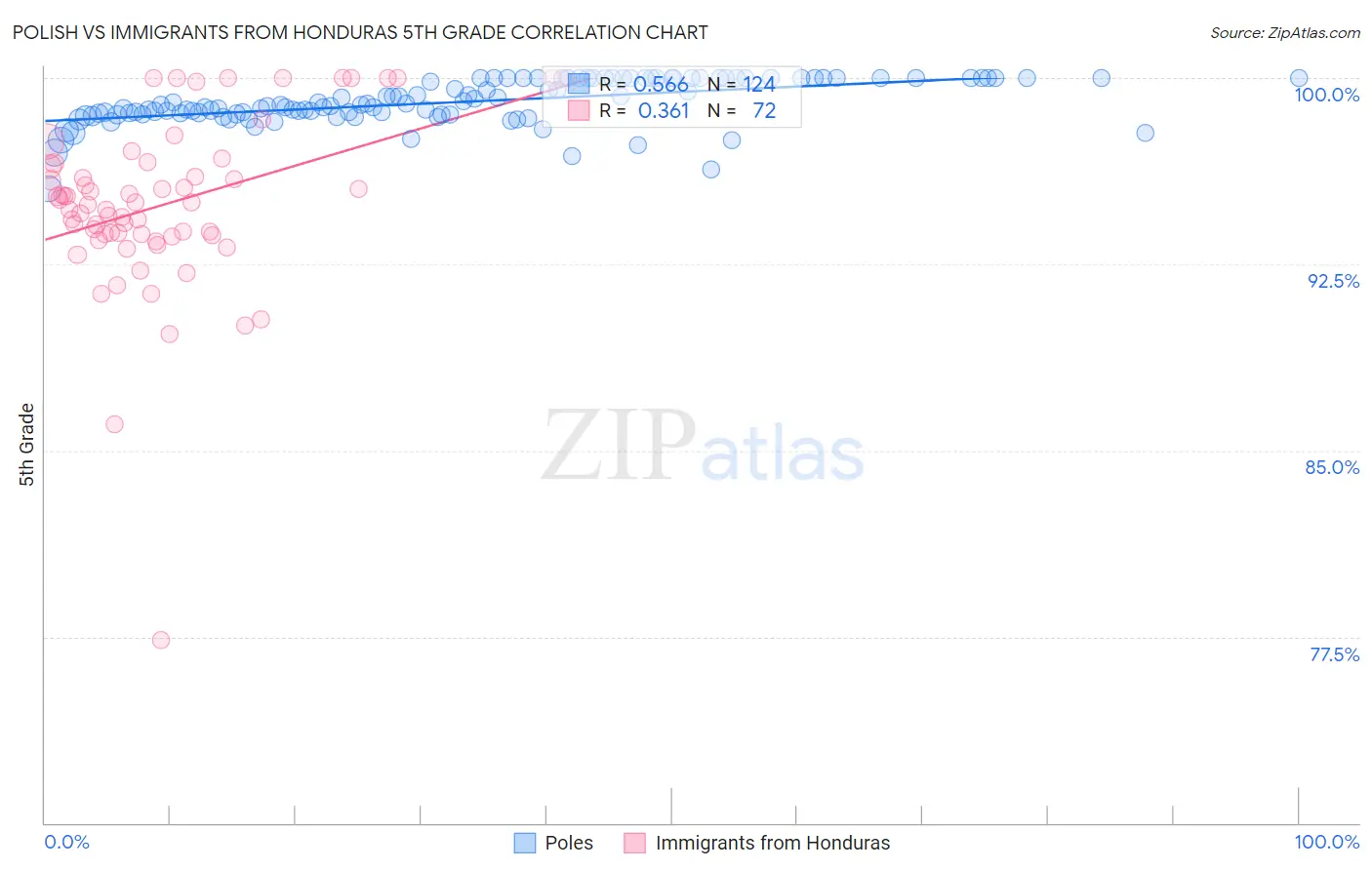Polish vs Immigrants from Honduras 5th Grade