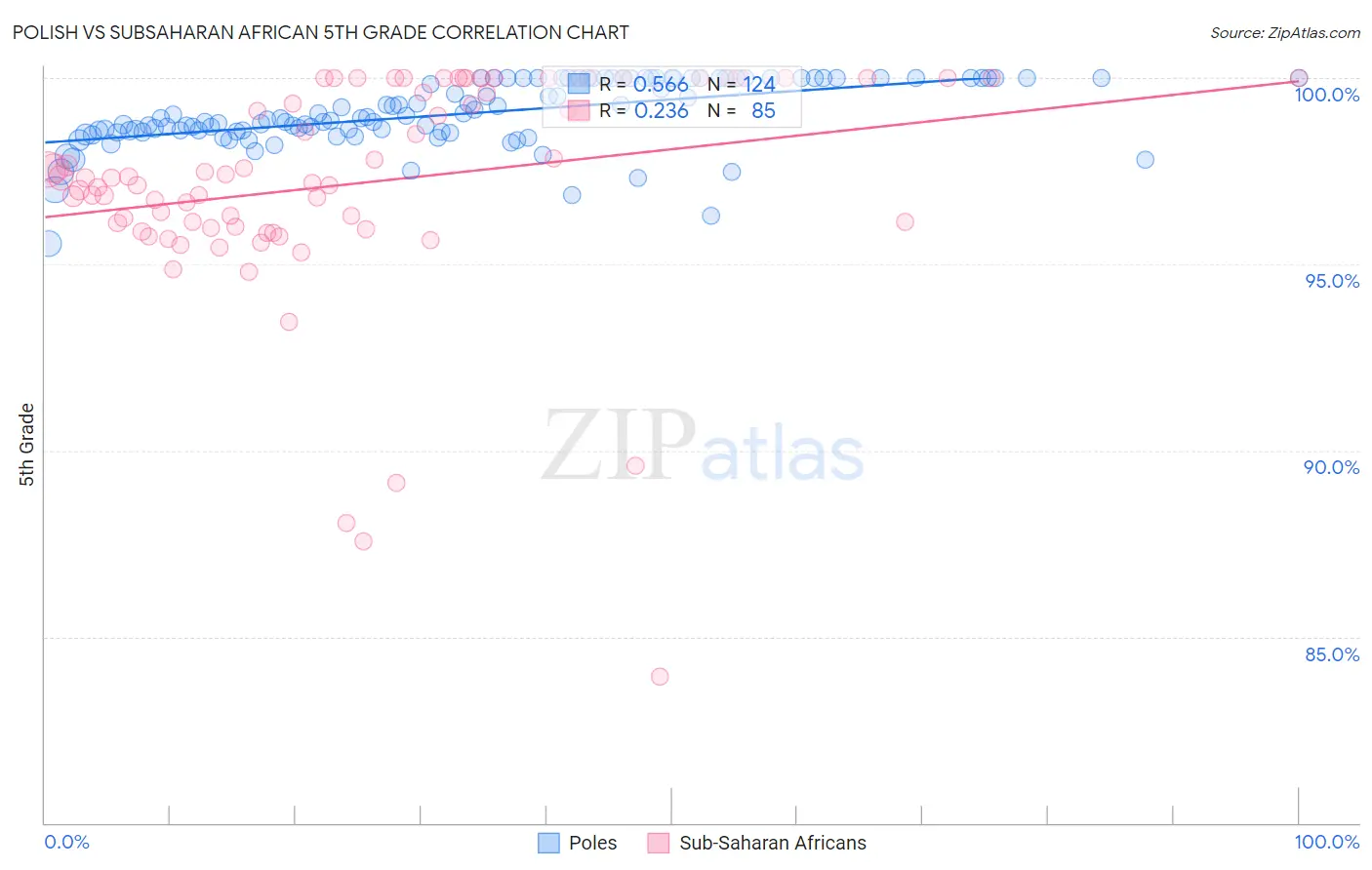 Polish vs Subsaharan African 5th Grade