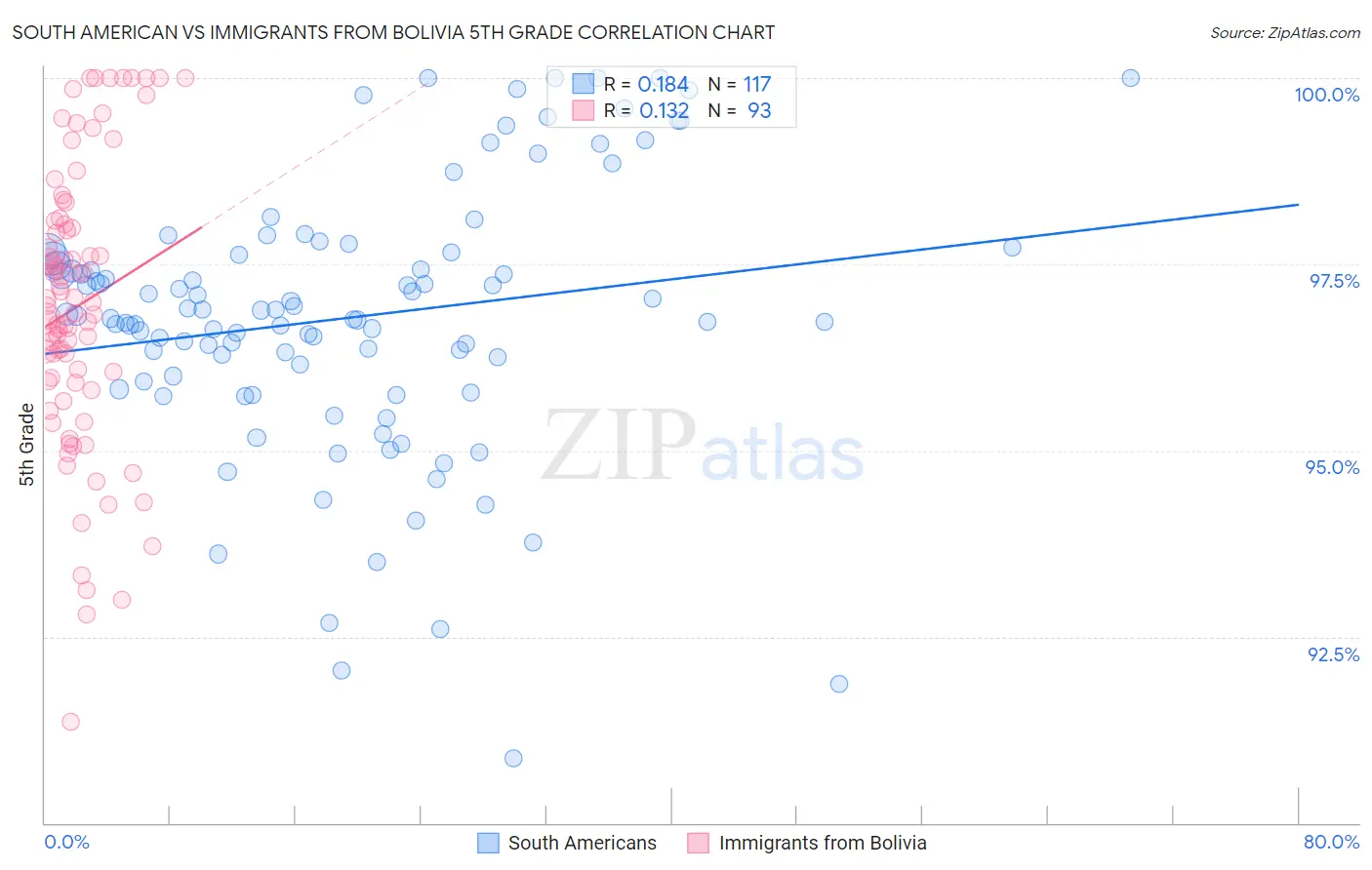 South American vs Immigrants from Bolivia 5th Grade