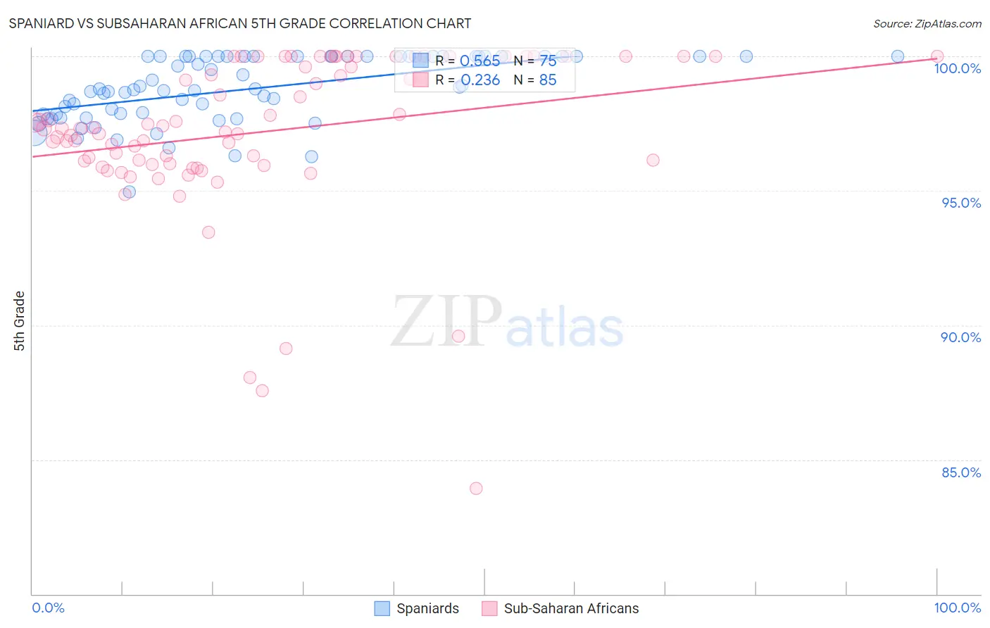 Spaniard vs Subsaharan African 5th Grade