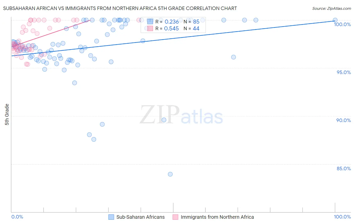 Subsaharan African vs Immigrants from Northern Africa 5th Grade