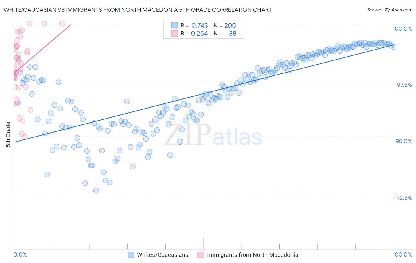 White/Caucasian vs Immigrants from North Macedonia 5th Grade