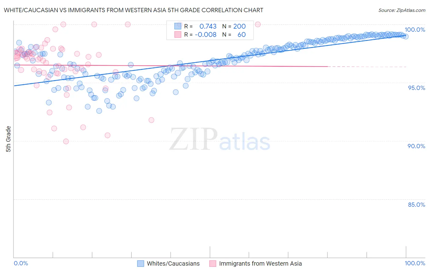 White/Caucasian vs Immigrants from Western Asia 5th Grade