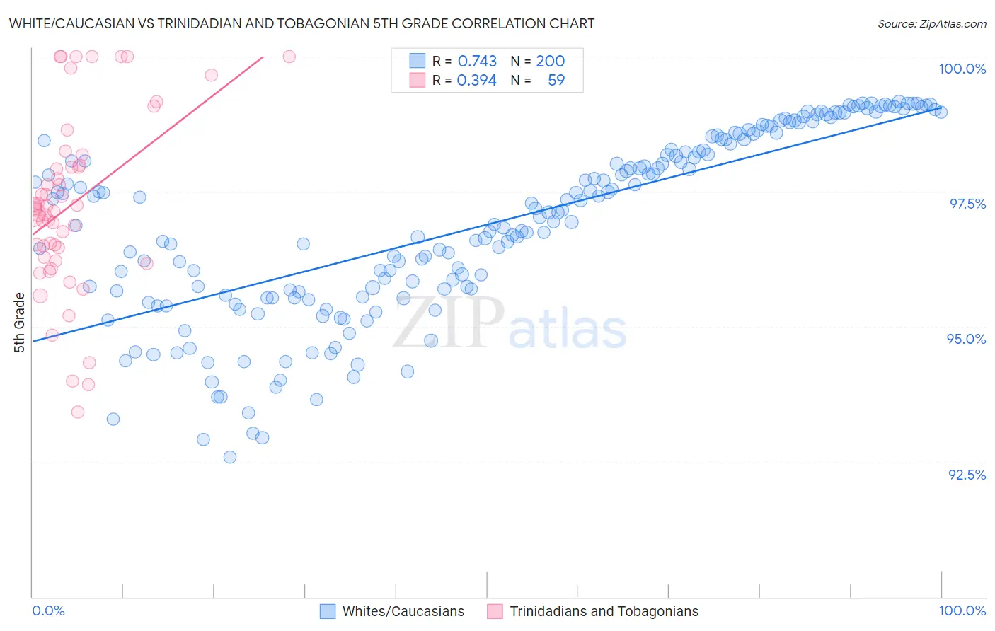 White/Caucasian vs Trinidadian and Tobagonian 5th Grade