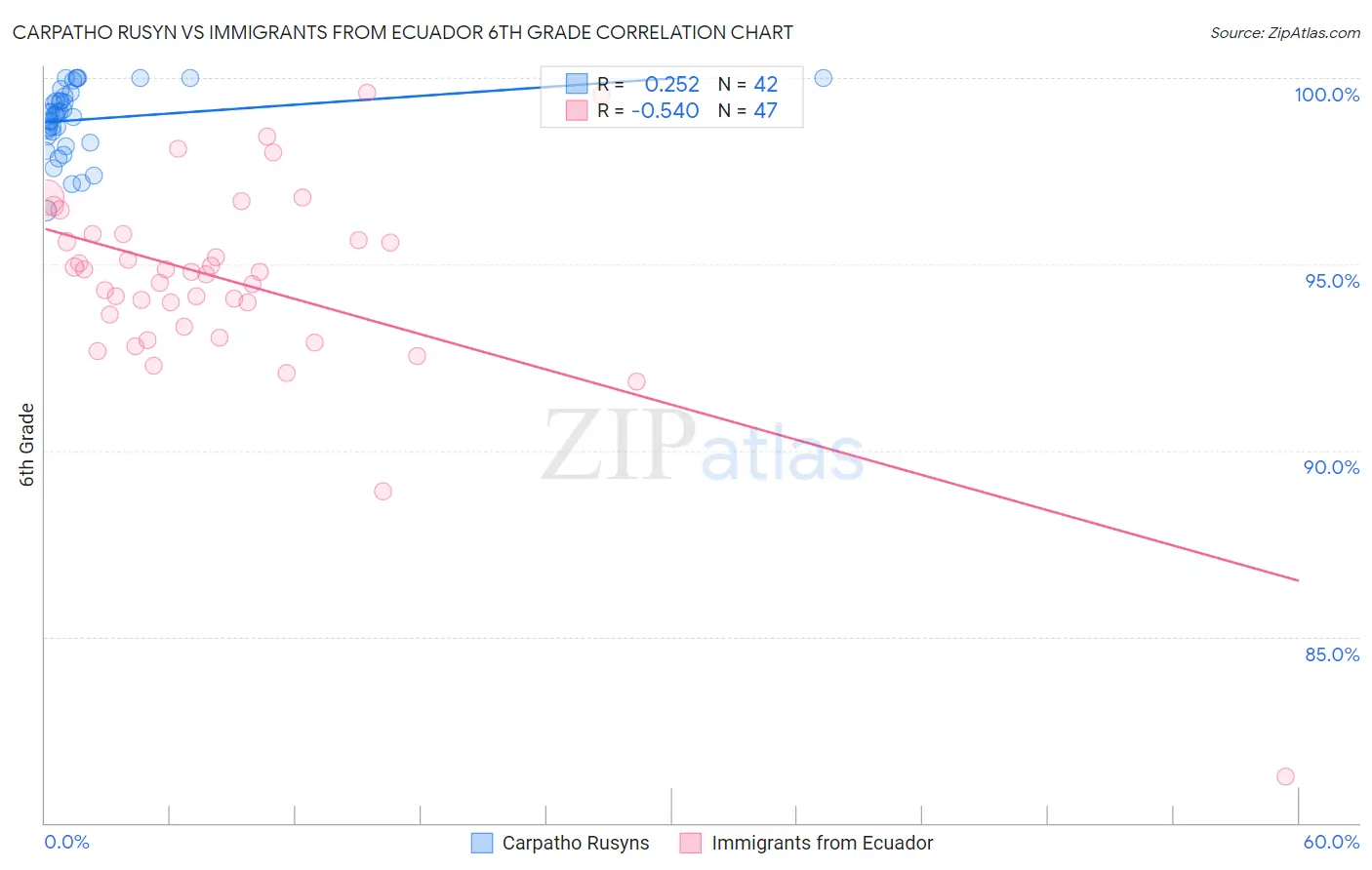 Carpatho Rusyn vs Immigrants from Ecuador 6th Grade