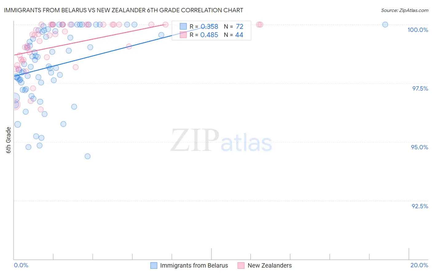 Immigrants from Belarus vs New Zealander 6th Grade