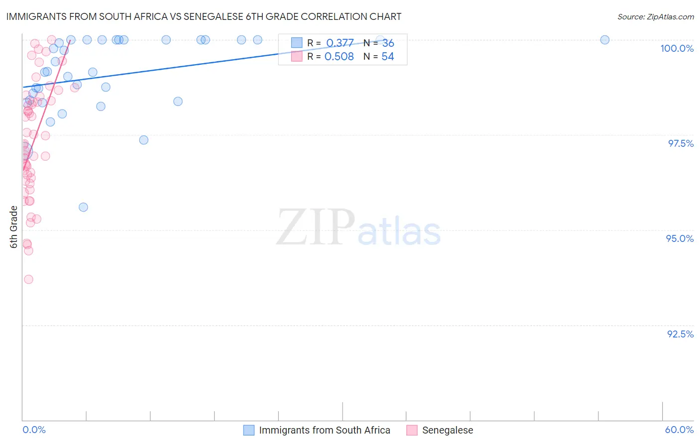 Immigrants from South Africa vs Senegalese 6th Grade