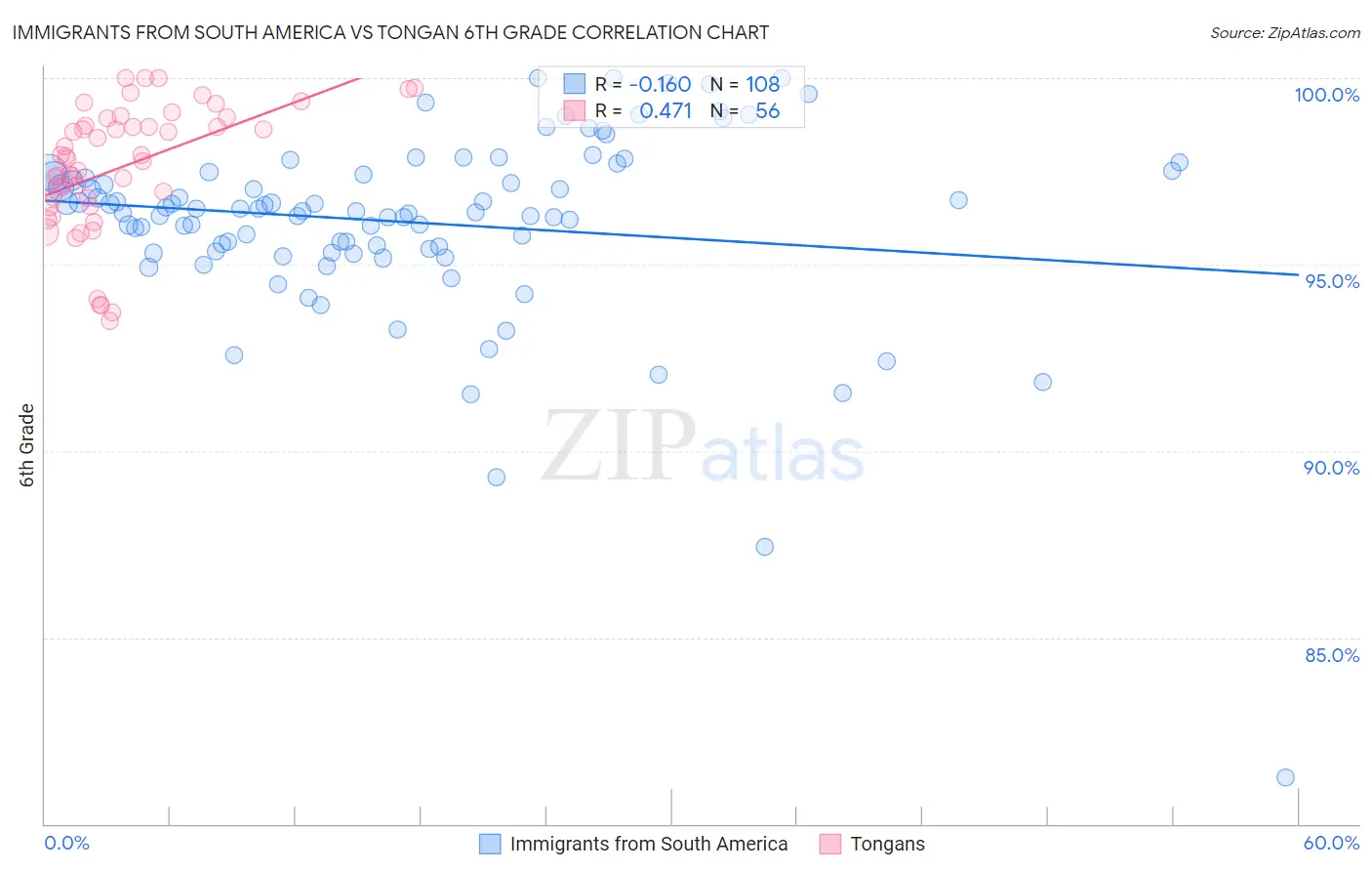 Immigrants from South America vs Tongan 6th Grade