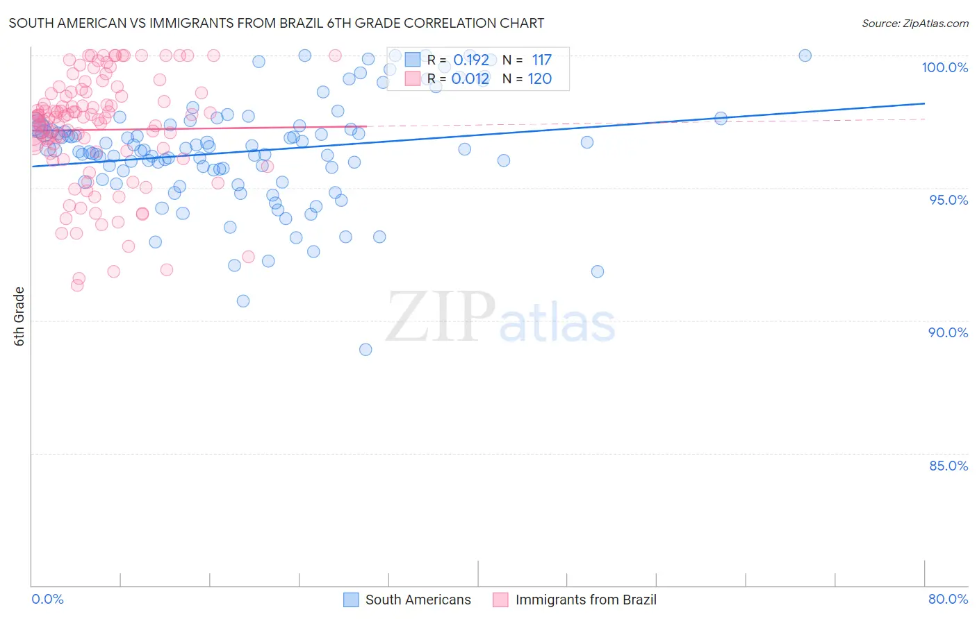 South American vs Immigrants from Brazil 6th Grade