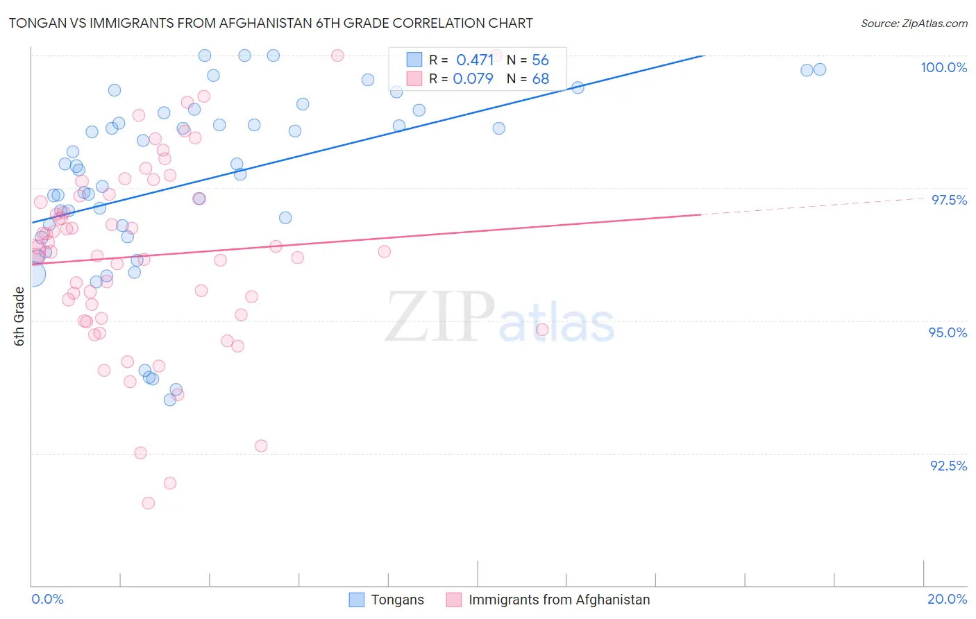 Tongan vs Immigrants from Afghanistan 6th Grade