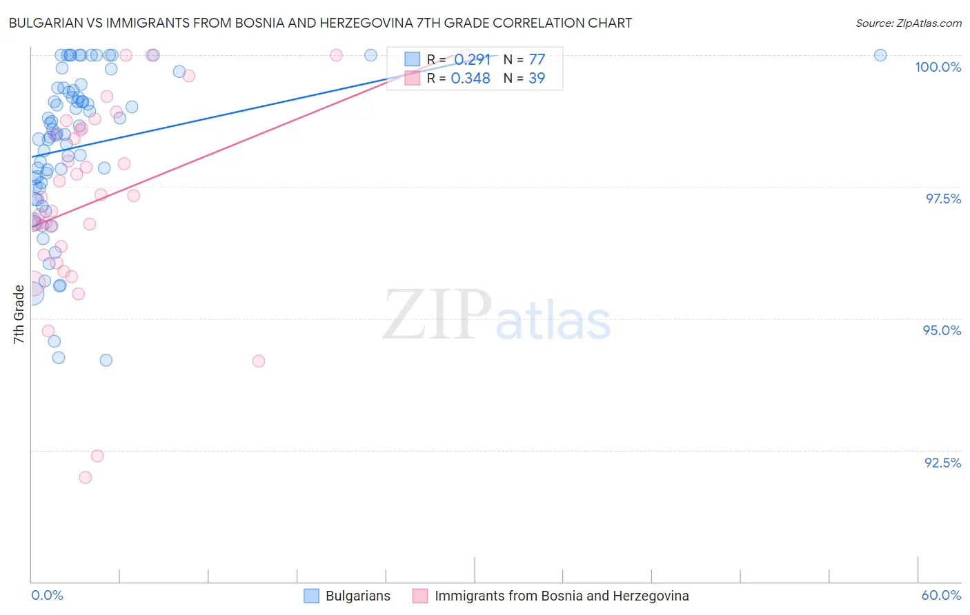 Bulgarian vs Immigrants from Bosnia and Herzegovina 7th Grade