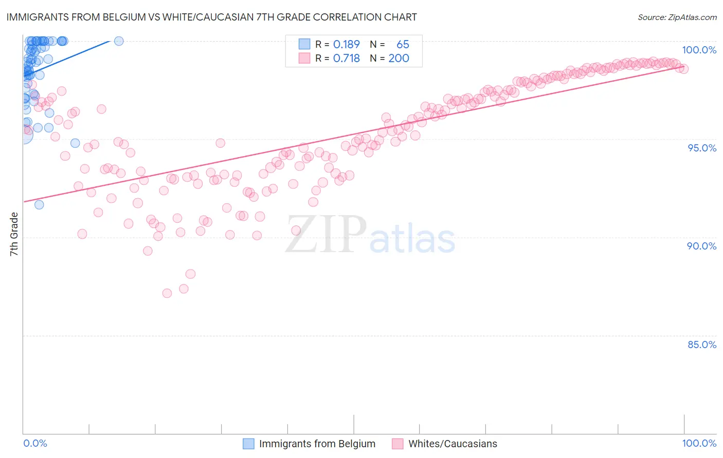 Immigrants from Belgium vs White/Caucasian 7th Grade