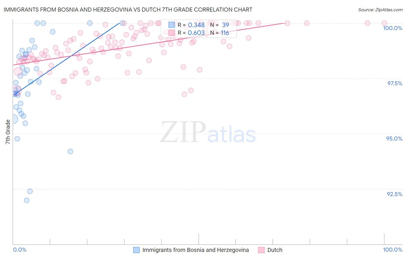 Immigrants from Bosnia and Herzegovina vs Dutch 7th Grade