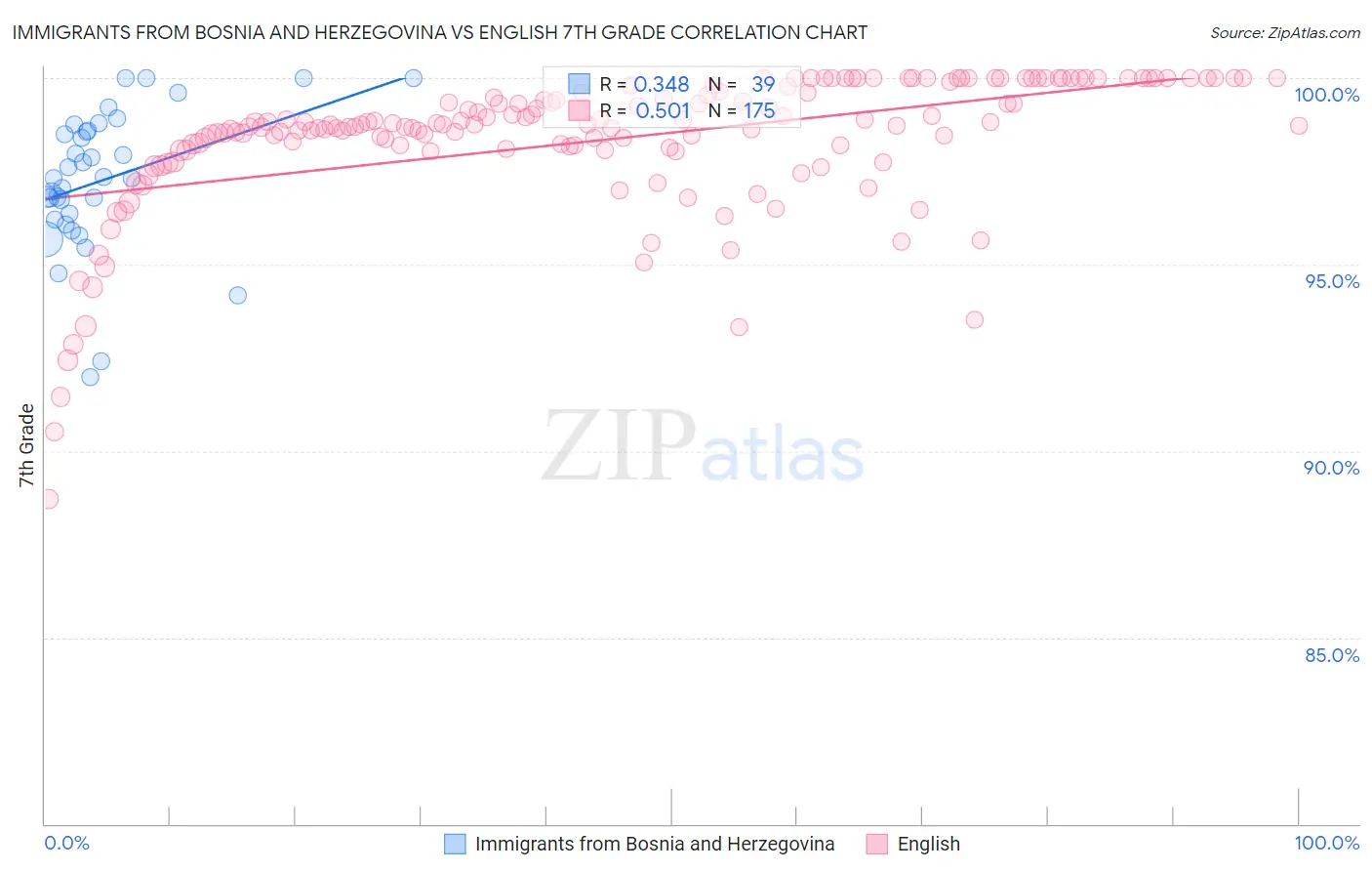 Immigrants from Bosnia and Herzegovina vs English 7th Grade