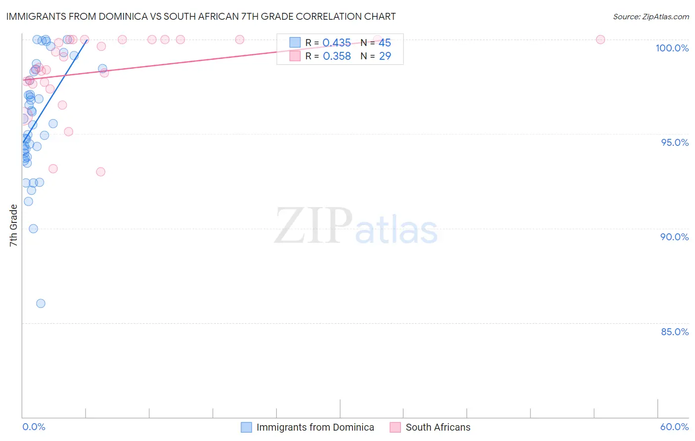 Immigrants from Dominica vs South African 7th Grade