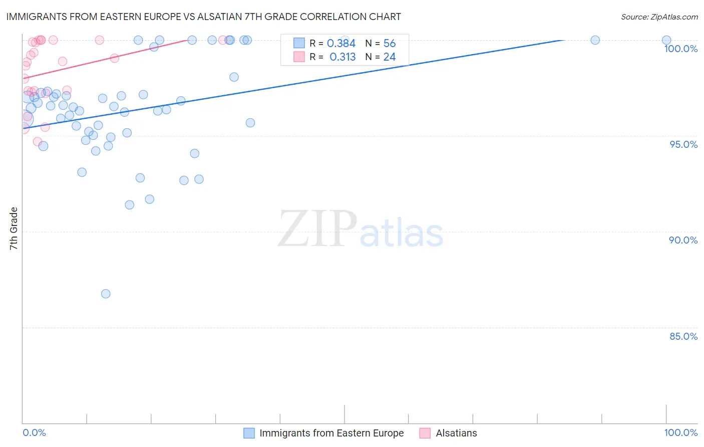 Immigrants from Eastern Europe vs Alsatian 7th Grade