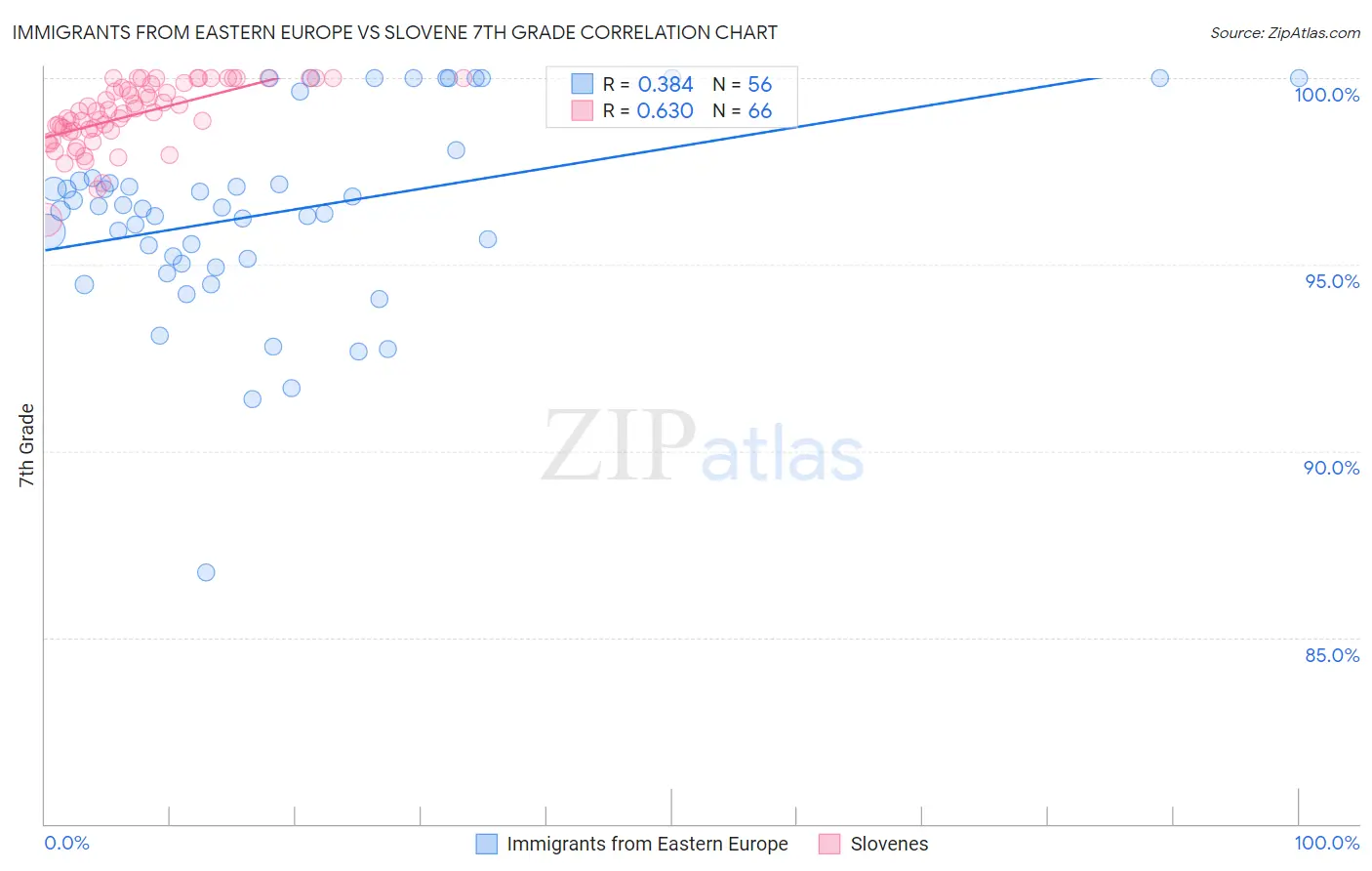 Immigrants from Eastern Europe vs Slovene 7th Grade