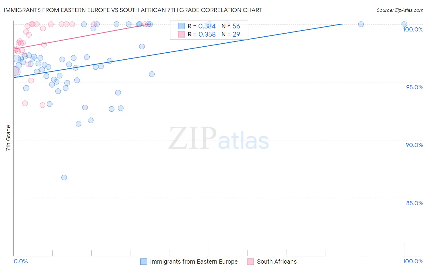 Immigrants from Eastern Europe vs South African 7th Grade