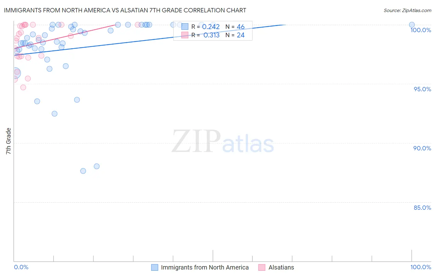 Immigrants from North America vs Alsatian 7th Grade