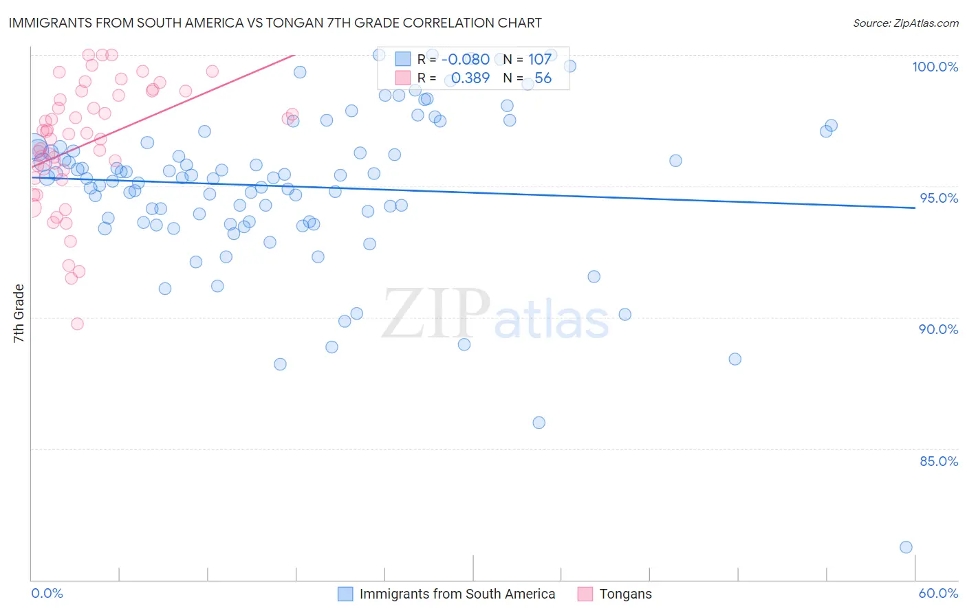 Immigrants from South America vs Tongan 7th Grade