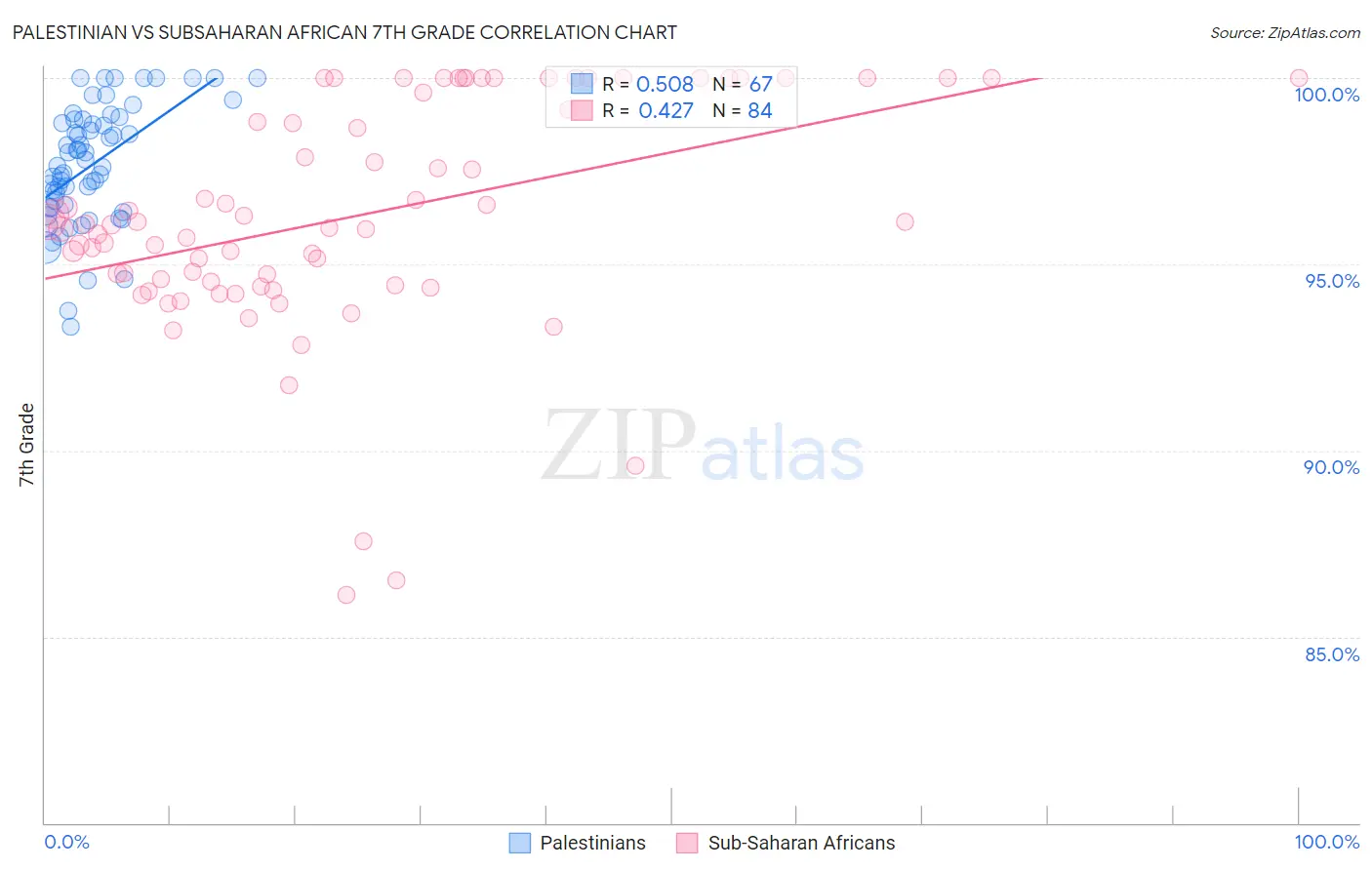 Palestinian vs Subsaharan African 7th Grade