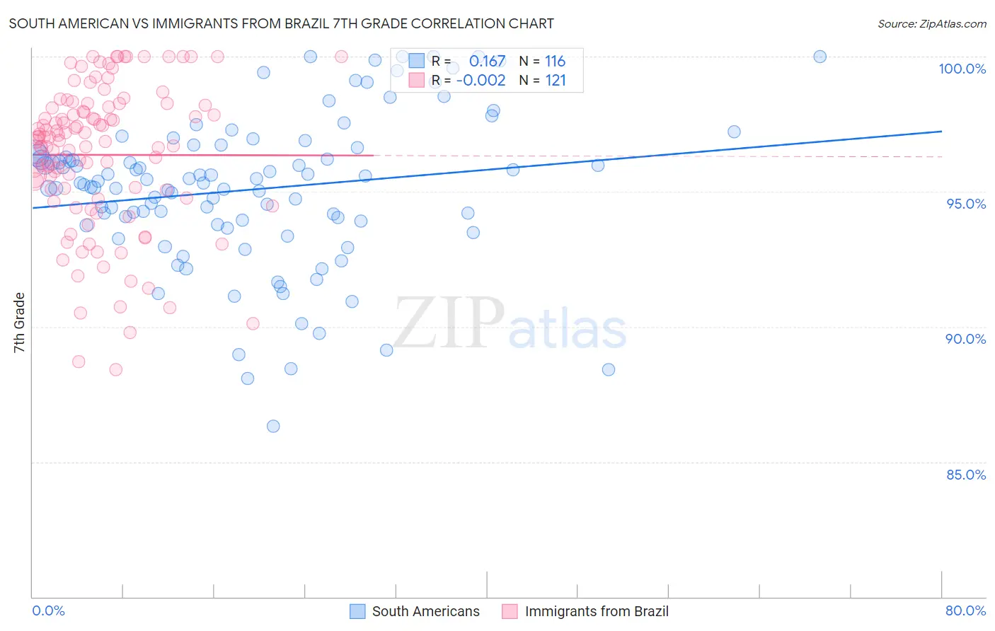 South American vs Immigrants from Brazil 7th Grade