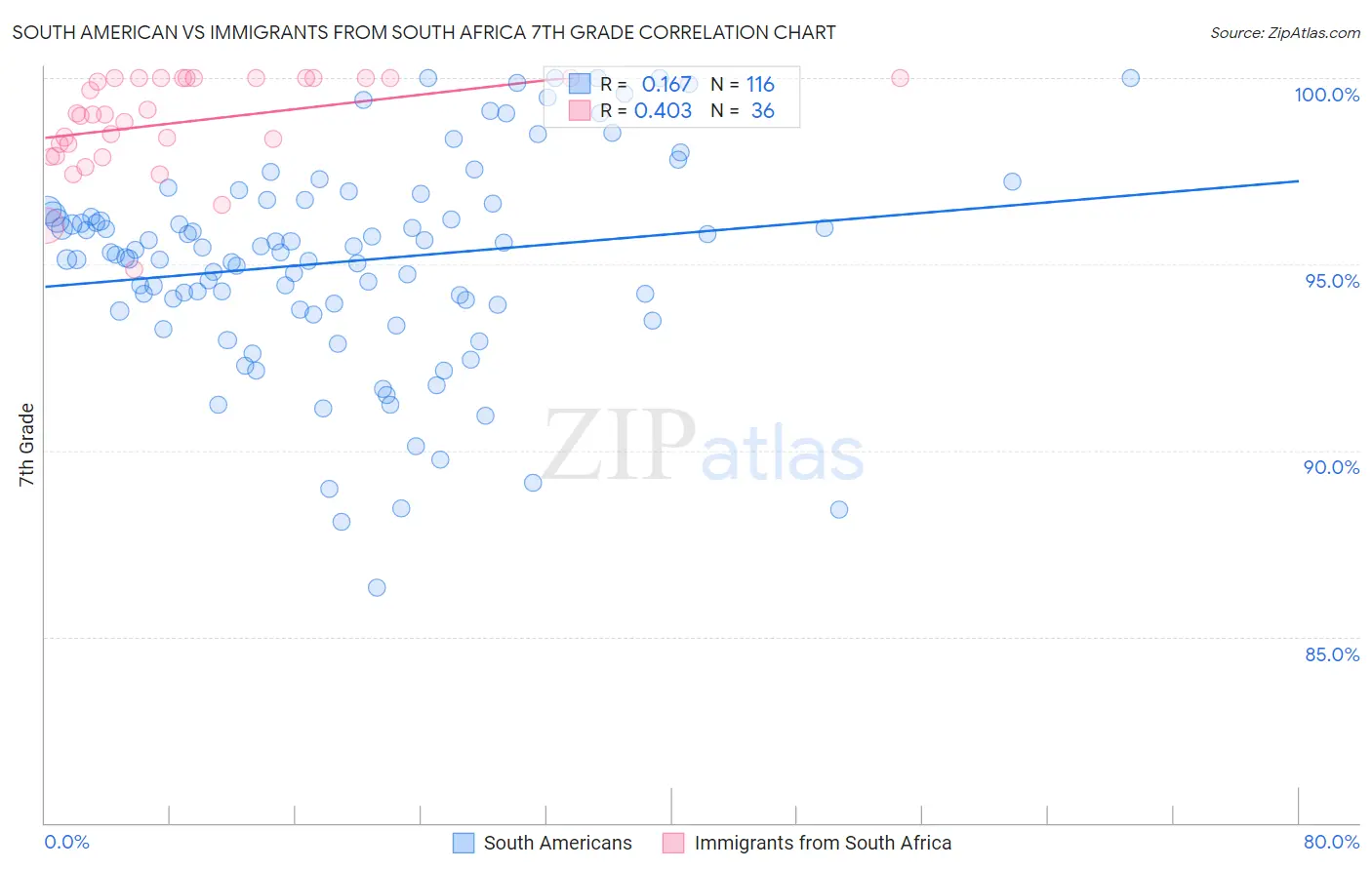 South American vs Immigrants from South Africa 7th Grade