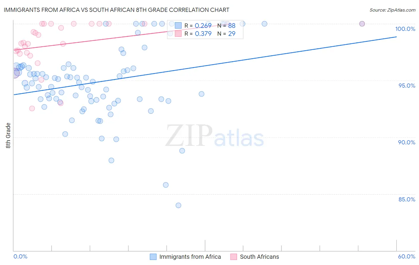Immigrants from Africa vs South African 8th Grade