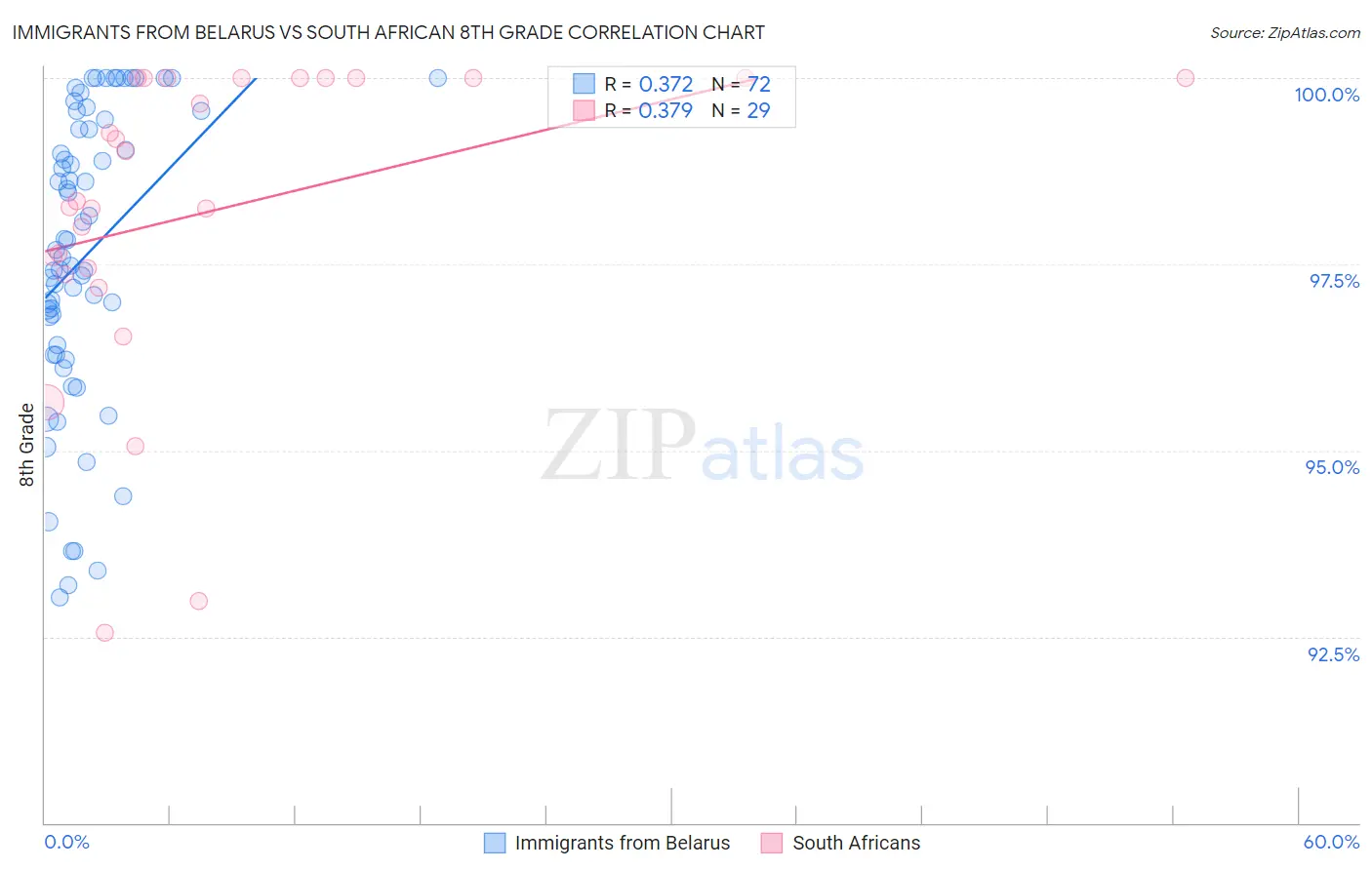 Immigrants from Belarus vs South African 8th Grade