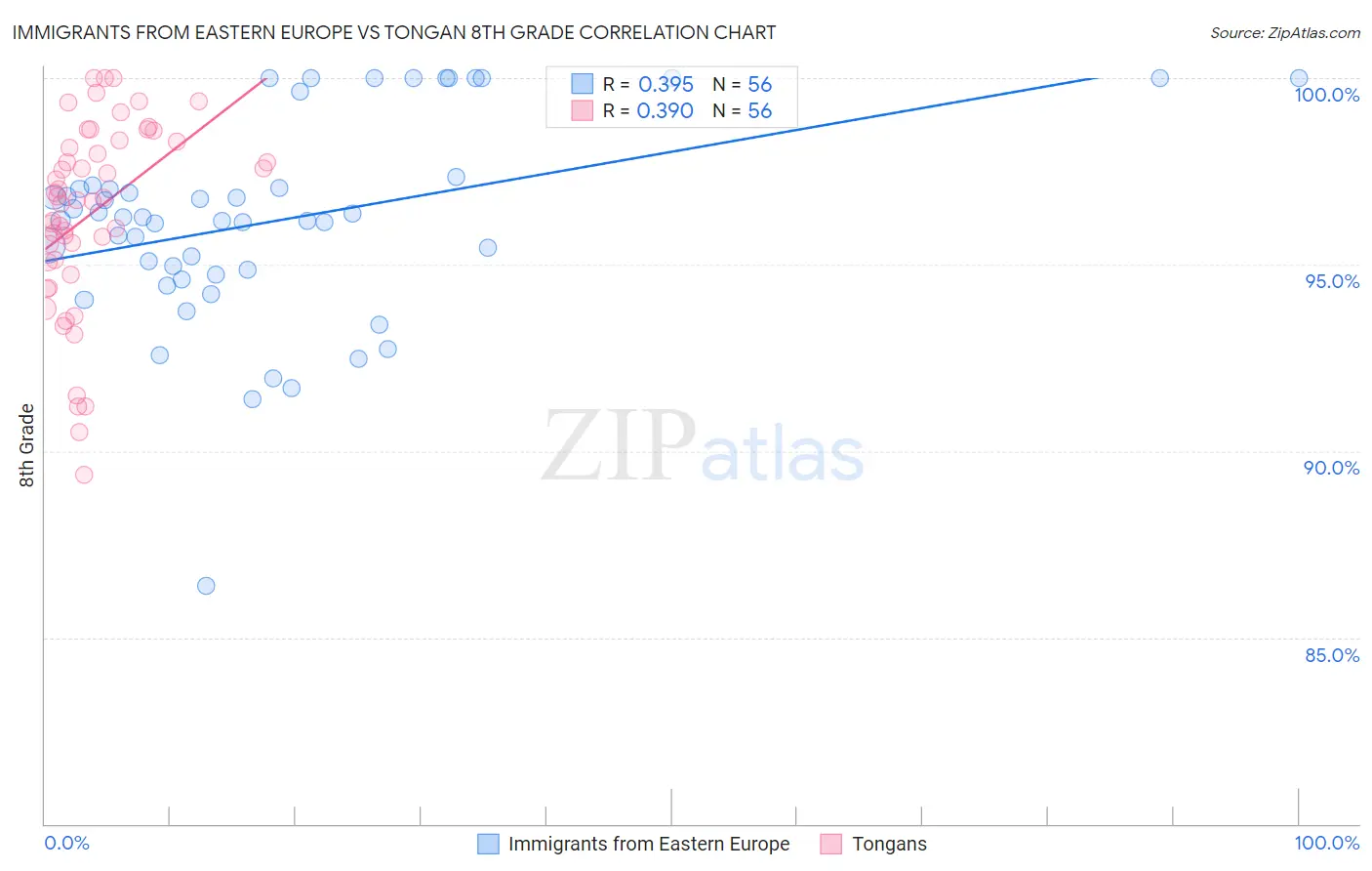 Immigrants from Eastern Europe vs Tongan 8th Grade