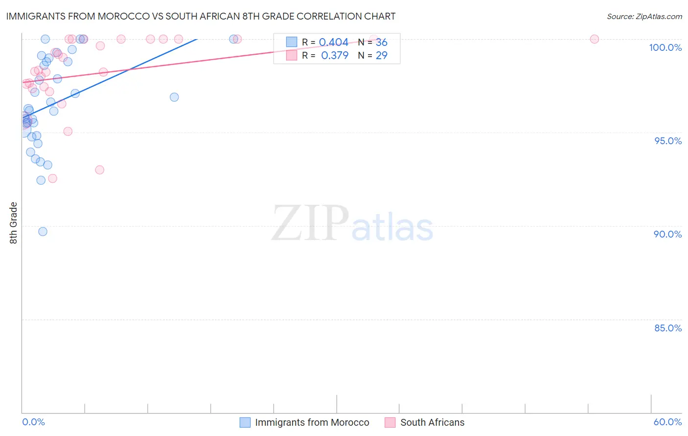 Immigrants from Morocco vs South African 8th Grade