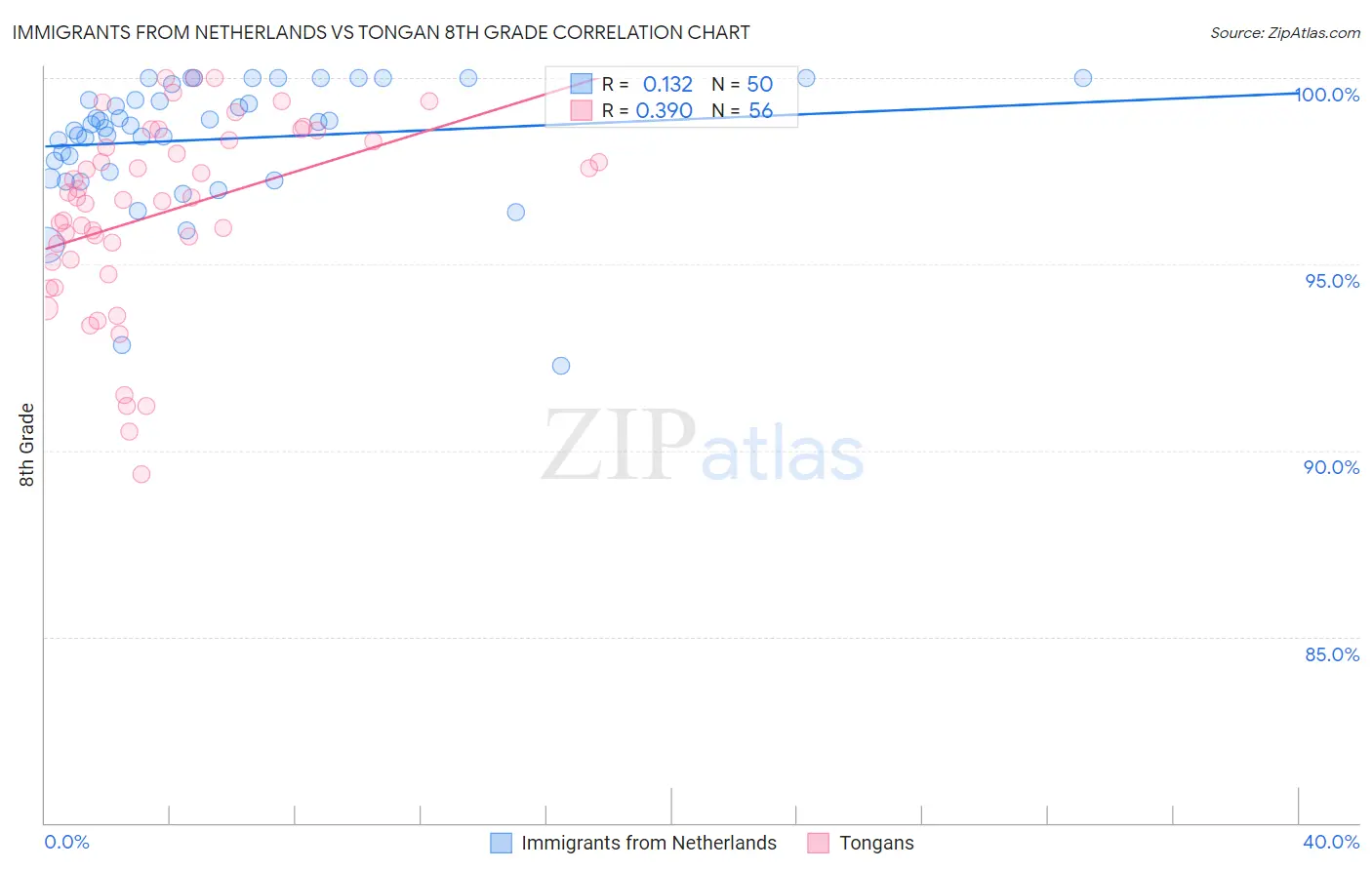 Immigrants from Netherlands vs Tongan 8th Grade