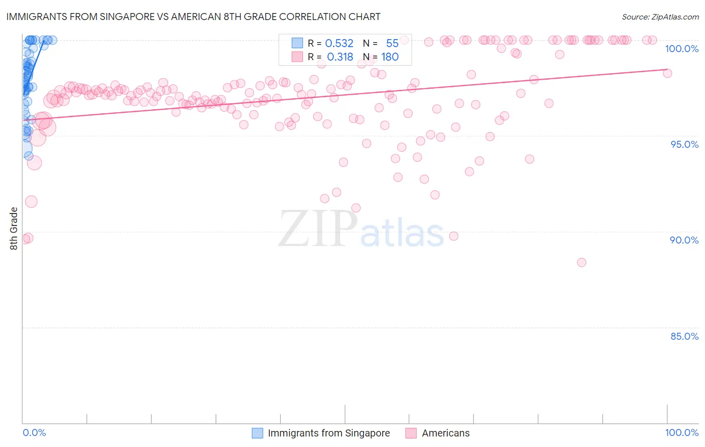 Immigrants from Singapore vs American 8th Grade