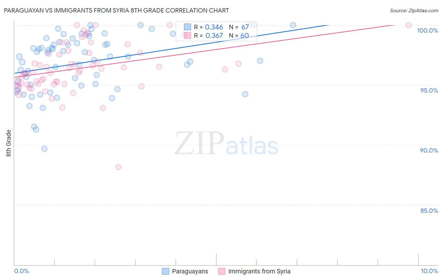 Paraguayan vs Immigrants from Syria 8th Grade
